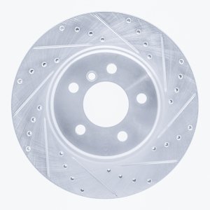 BMW 528i Brake Rotor (1) - Front Right - R1 Concepts - Drilled & Slotted - Silver - `11-`16